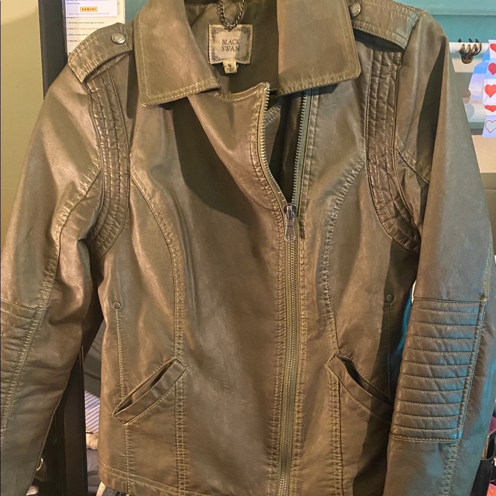 Black Swan Olive green moto jacket